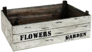 Dřevěný truhlík na květiny s patinou