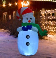 Nafukovací svítící sněhulák na zahradu