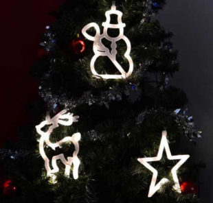 Vánoční dekorace na okno - svítící hvězda, sněhulák, sob