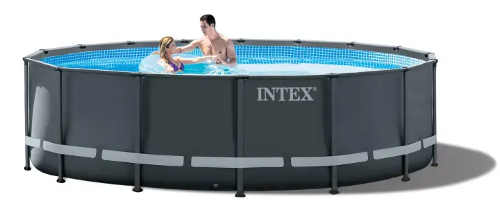 Luxusní černý kruhový zahradní bazén Intex Ultra XTR Frame 4,88 x 1,22 m