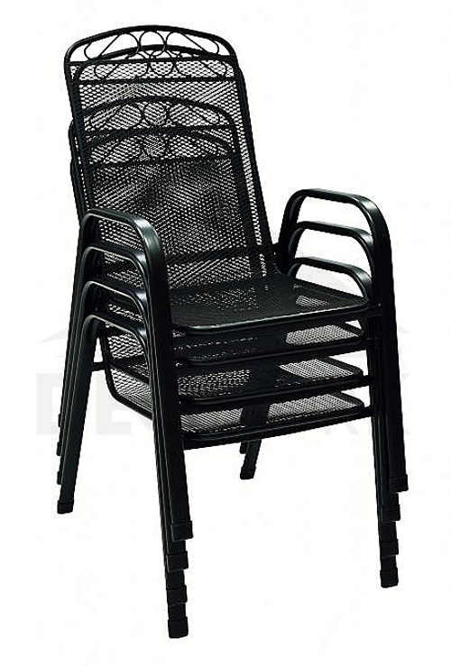 Černé stohovatelné zahradní židle