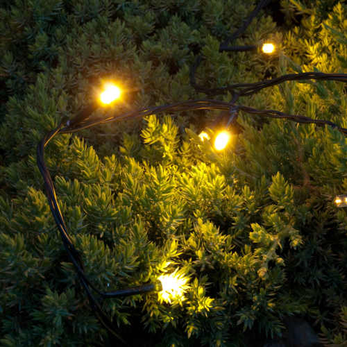 Žlutý LED světelný řetěz na zahradu
