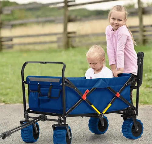 Tahací vozík ve kterém můžete vozit děti