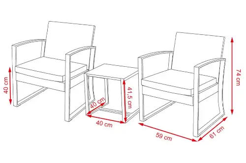2 pohodlné zahradní židle a konferenční stolek z umělého ratanu