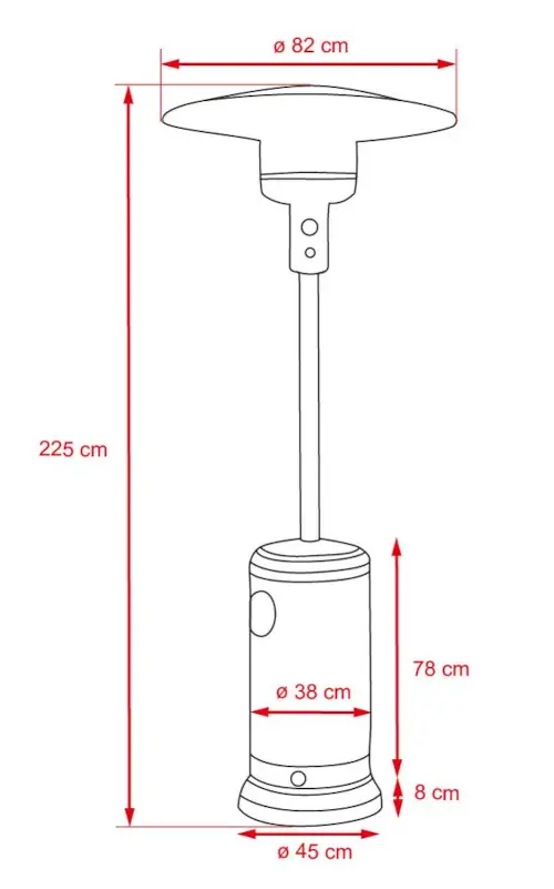 Plynový zářič na terasu výška 225 cm