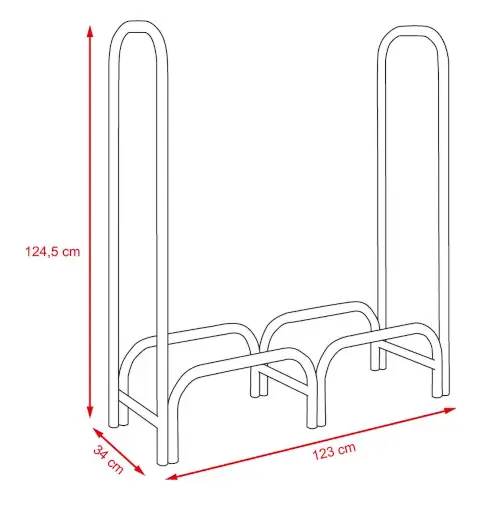 Kovový stojan na dřevo délka 123 cm