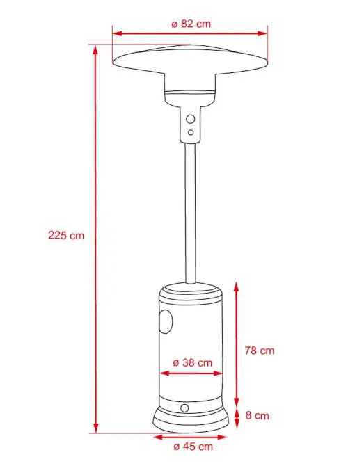 Plynový zářič na terasu výška 225 cm